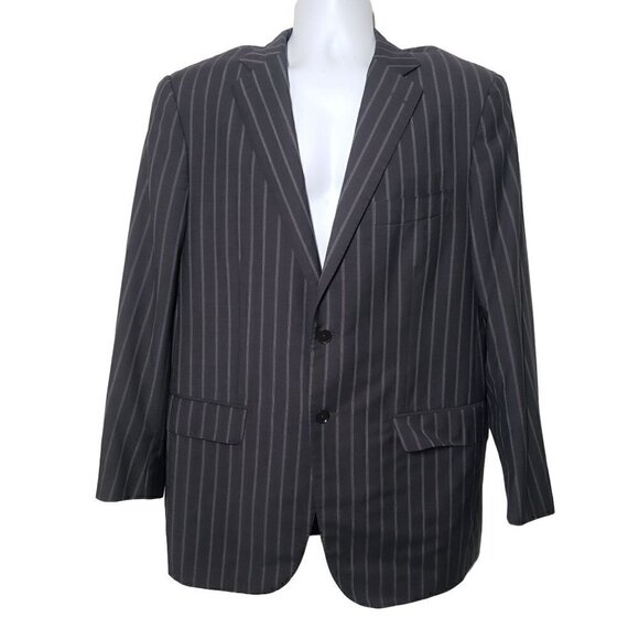 Isaia Napoli Striped Wool Mohair Blazer Double Vented Sport Coat Jacket Mens 54